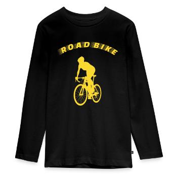 Road bike - Teenager Premium Organic Long Sleeve Shirt - black - Front - AI Model Kid Female (0cm)