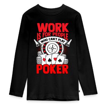 poker - Teenager Premium Organic Long Sleeve Shirt - black - Front - AI Model Kid Female (0cm)