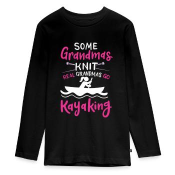 Kayak Some Grandmas Knit Real Grandmas Go Kayaking - Teenager Premium Organic Long Sleeve Shirt - black - Front - AI Model Kid Female (0cm)