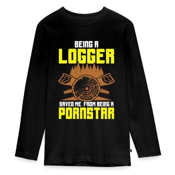 Lumberjack - Teenager Premium Organic Long Sleeve Shirt - black - Front - AI Model Kid Female (0cm)