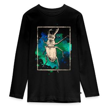 stag beetle - Teenager Premium Organic Long Sleeve Shirt - black - Front - AI Model Kid Female (0cm)