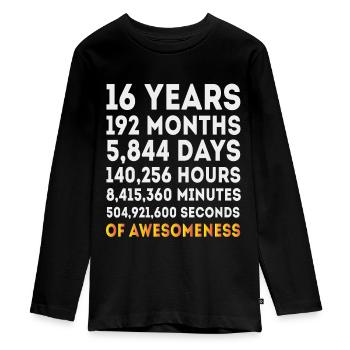 Cadeau d’anniversaire 16e, drôle d’anniversaire de 16 ans - T-shirt manches longues Premium Ado - noir - Devant - AI Model Kid Female (0cm)