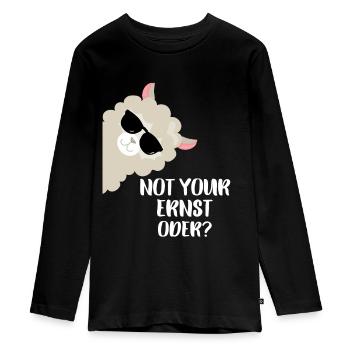 Nicht dein Ernst Not your Ernst- Süßes Lama Alpaka - Teenager Premium Bio Langarmshirt - Schwarz - Vorne - AI Model Kid Female (0cm)