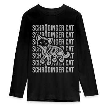Schrödingers Katze Nerd Geek Physiker Wissenschaft - Teenager Premium Bio Langarmshirt - Schwarz - Vorne - AI Model Kid Female (0cm)