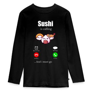 Sushi - Teenager Premium Bio Langarmshirt - Schwarz - Vorne - AI Model Kid Female (0cm)