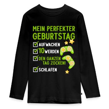 10. Geburtstag Jungen Jungs 10 Jahre Gamer Zocken - Teenager Premium Bio Langarmshirt - Schwarz - Vorne - AI Model Kid Female (0cm)