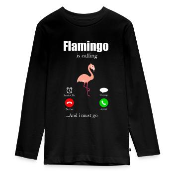 Flamingo - Teenager Premium Bio Langarmshirt - Schwarz - Vorne - AI Model Kid Female (0cm)