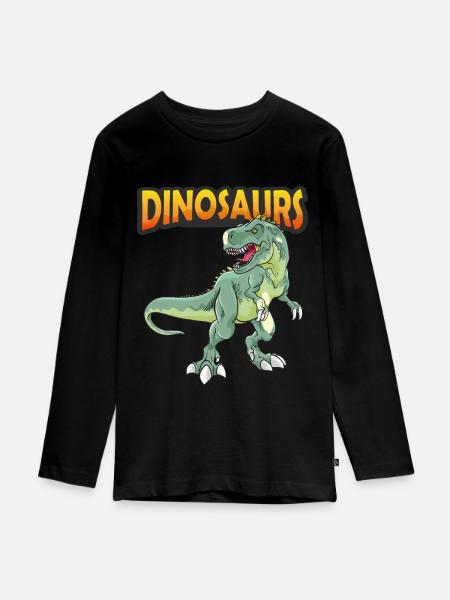 Dinosaurier - Rex Dino Welt - Teenager Premium Bio Langarmshirt - Schwarz