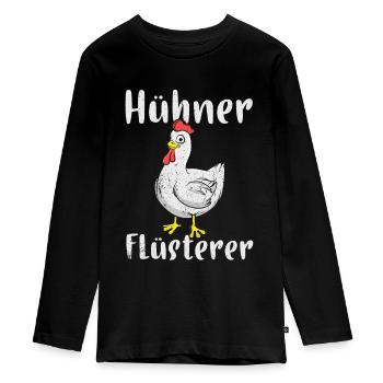 Huhn - Teenager Premium Bio Langarmshirt - Schwarz - Vorne - AI Model Kid Female (0cm)