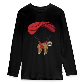 Parapente Sloth Paraglied Skydiving - T-shirt manches longues Premium Ado - noir - Devant - AI Model Kid Female (0cm)