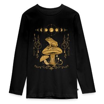 Dark Academia Cottagecore Goblincore Frog - Teenager Premium Organic Long Sleeve Shirt - black - Front - AI Model Kid Female (0cm)