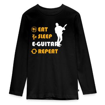 Chemise graphique E-Guitar - T-shirt manches longues Premium Ado - noir - Devant - AI Model Kid Female (0cm)