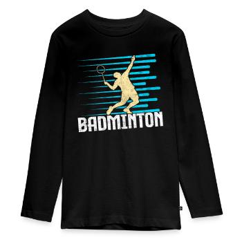 Badminton - Teenager Premium Bio Langarmshirt - Schwarz - Vorne - AI Model Kid Female (0cm)