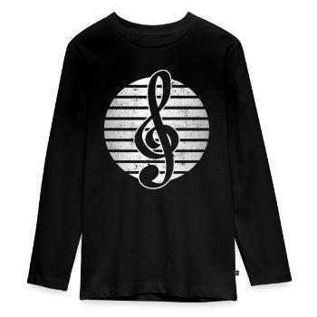 Musik Notenschlüssel - Teenager Premium Bio Langarmshirt - Schwarz - Vorne - AI Model Kid Female (0cm)