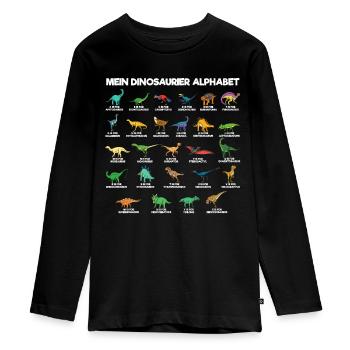 Dinosaurier Alphabet A-Z Dino ABC T-Rex - Teenager Premium Bio Langarmshirt - Schwarz - Vorne - AI Model Kid Female (0cm)