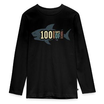 Jawsome Shark 100 Days Of School - Teenager Premium Bio Langarmshirt - Schwarz - Vorne - AI Model Kid Female (0cm)