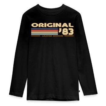 1983 - Teenager Premium Organic Long Sleeve Shirt - black - Front - AI Model Kid Female (0cm)