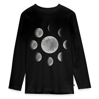Lunes pleine lune demi-lune - T-shirt manches longues Premium Ado - noir - Devant - AI Model Kid Female (0cm)