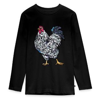 Wyandotten Hühner Hühnerart Bauer Landwirt Huhn Ha - Teenager Premium Bio Langarmshirt - Schwarz - Vorne - AI Model Kid Female (0cm)
