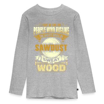 Charpentier - bois - sciure - soudage - fr - T-shirt manches longues Premium Ado - gris chiné - Devant