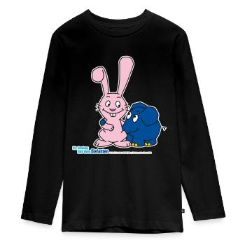 Der Elefant und der Hase - Teenager Premium Bio Langarmshirt - Schwarz - Vorne - AI Model Kid Female (0cm)
