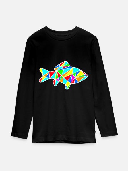 Fisch - Teenager Premium Bio Langarmshirt - Schwarz