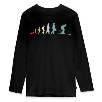 Évolution du ski - T-shirt manches longues Premium Ado - noir - Devant - AI Model Kid Female (0cm)