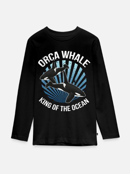 Orca - Teenager Premium Bio Langarmshirt - Schwarz