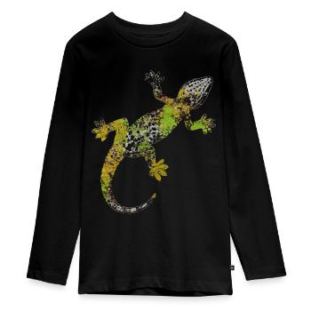 Gecko Iguana Reptile Lézard Animal cadeau - T-shirt manches longues Premium Ado - noir - Devant - AI Model Kid Female (0cm)