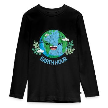 Jour de la Terre - T-shirt manches longues Premium Ado - noir - Devant - AI Model Kid Female (0cm)
