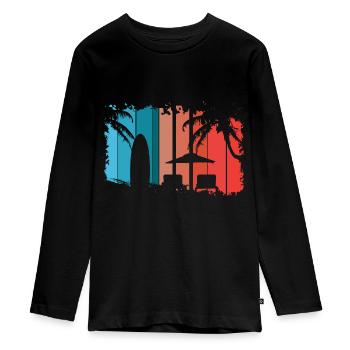Strand - Teenager Premium Bio Langarmshirt - Schwarz - Vorne - AI Model Kid Female (0cm)