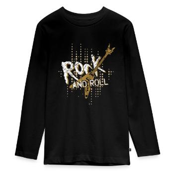 music - Teenager Premium Organic Long Sleeve Shirt - black - Front - AI Model Kid Female (0cm)