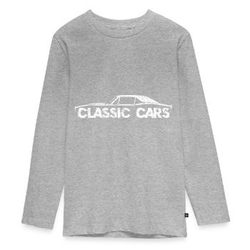 Auto - Teenager Premium Bio Langarmshirt - Grau meliert - Vorne