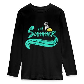plage - T-shirt manches longues Premium Ado - noir - Devant - AI Model Kid Female (0cm)