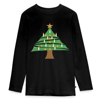 Christmas tree - Teenager Premium Organic Long Sleeve Shirt - black - Front - AI Model Kid Female (0cm)