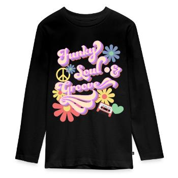 Funky soul and groove - Teenager Premium Organic Long Sleeve Shirt - black - Front - AI Model Kid Female (0cm)