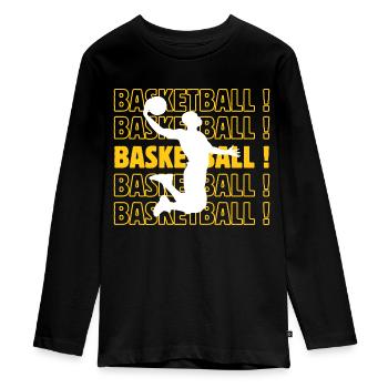 Basketball Basketball Basketball Basketball - Teenager Premium Bio Langarmshirt - Schwarz - Vorne - AI Model Kid Female (0cm)