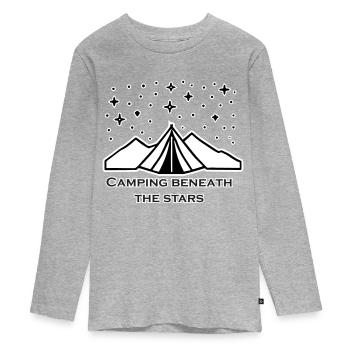 Tente parmi les étoiles -Camping Beneath The Stars Design - T-shirt manches longues Premium Ado - gris chiné - Devant