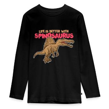 SPINOSAURUS - Teenager Premium Organic Long Sleeve Shirt - black - Front - AI Model Kid Female (0cm)