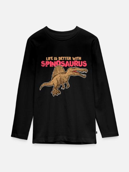 SPINOSAURUS - Teenager Premium Bio Langarmshirt - Schwarz