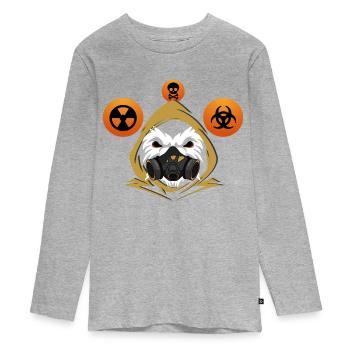 Geheimnisvolles Wesen mit Gasmaske - Teenager Premium Bio Langarmshirt - Grau meliert - Vorne