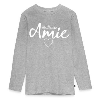 Meilleure Amie - T-shirt manches longues Premium Ado - gris chiné - Devant