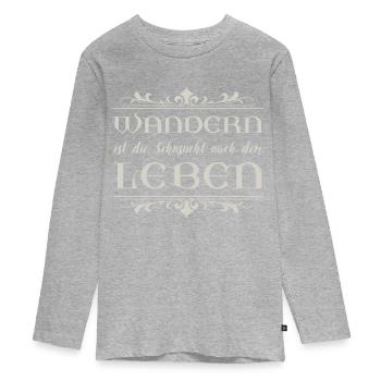 Wandern - Teenager Premium Bio Langarmshirt - Grau meliert - Vorne