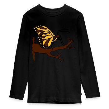papillon sur branche arbre forêt insecte aile - T-shirt manches longues Premium Ado - noir - Devant - AI Model Kid Female (0cm)