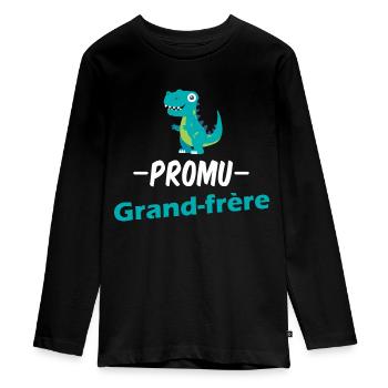 Promu grand-frère t-shirt enfant cadeau message - T-shirt manches longues Premium Ado - noir - Devant - AI Model Kid Female (0cm)