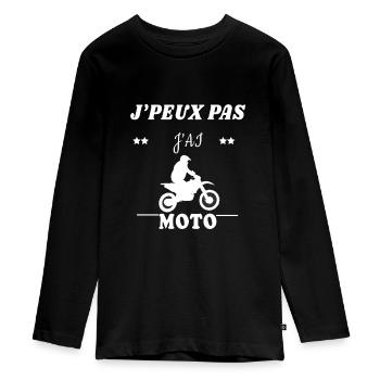 Je peux pas j ai moto - T-shirt manches longues Premium Ado - noir - Devant - AI Model Kid Female (0cm)
