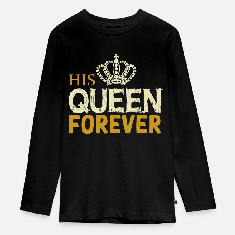 La sua regina per sempre - Maglia a maniche lunghe ecologica premium per ragazzi - nero