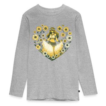 Belly Dancer Daisy - Teenager Premium Organic Long Sleeve Shirt - heather grey - Front