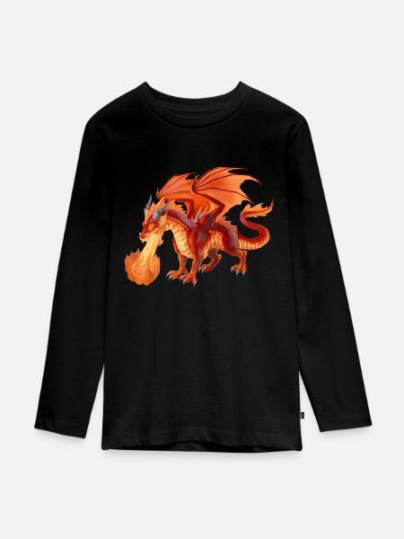 fire dragon - Teenager Premium Bio Langarmshirt - Schwarz