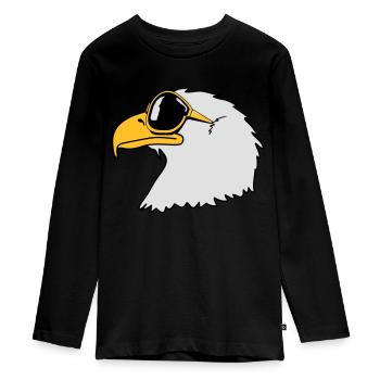 Drôle oiseau cool lunettes de soleil d'aigle - T-shirt manches longues Premium Ado - noir - Devant - AI Model Kid Female (0cm)